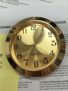 50mm gold dail gold case metal insert clock